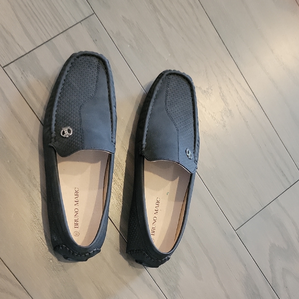 Black Leather Slip-On Loafers with Matte Finish